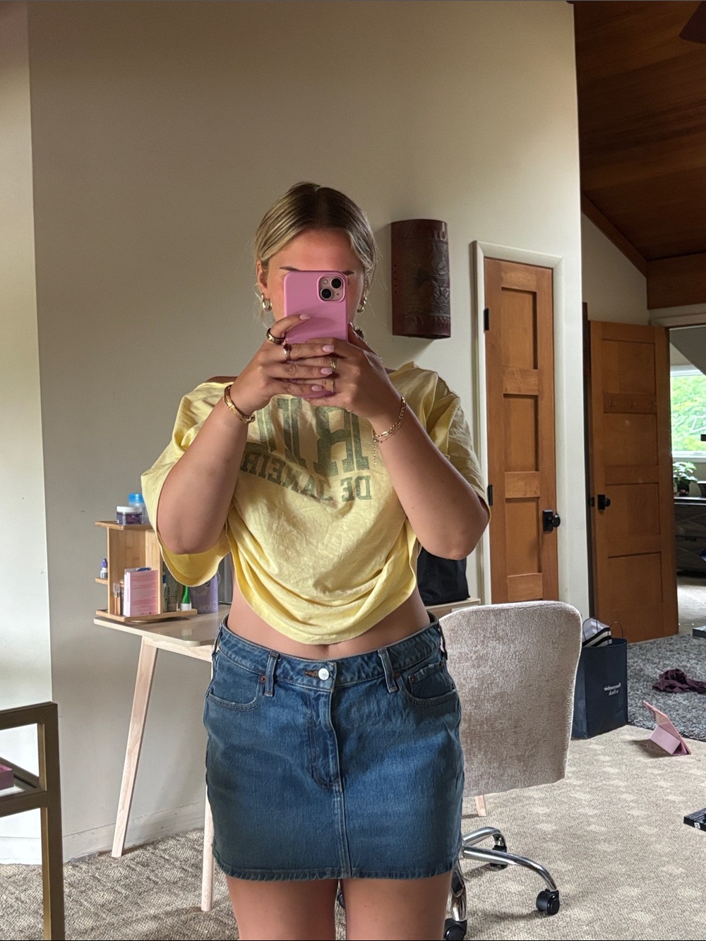 Abercrombie & Fitch Classic Blue Denim Mini Skirt with Front Pockets